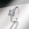 POMOiii Four Prong Square Zircon Ring Jewelry Wedding Party Gift