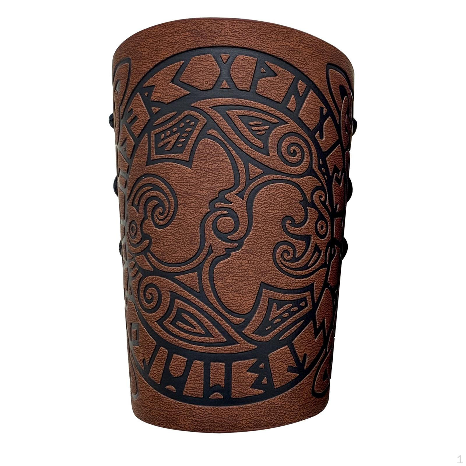 Стиль Наруч на запястье Браслет тисненый символ перчатки для театральных реквизитов Larp Cosplay коричневый