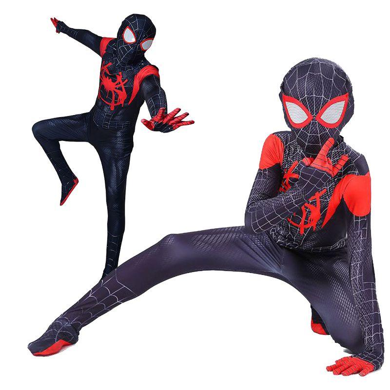 The Into Spiderman Spiderverse Kids Adult Costume Miles Morales Cosplay Suit