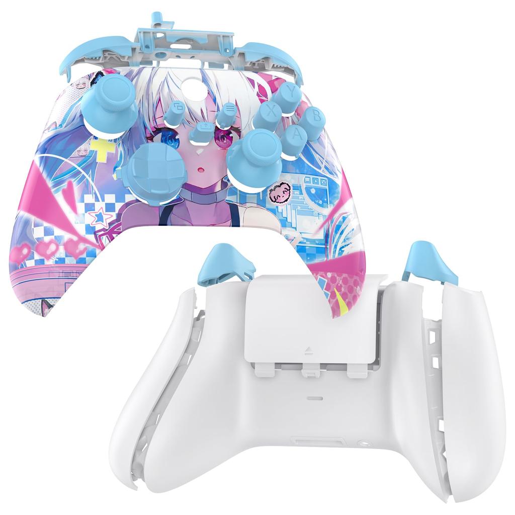 EXtremeRate Vollschalen-Tastenset für Xbox Series X S Ersatz-Seitenleisten-Griffe Vorder- und Rückschalenabdeckung für Xbox Core Wireless Controller Nicht &