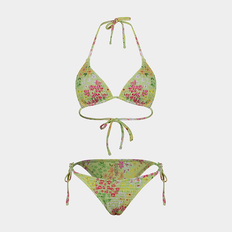 Europäisches und Amerikanisches Bedrucktes Dreiteiliges Bikini-Set mit Gaze-Rock - Sexy Urlaubs-Badeanzug