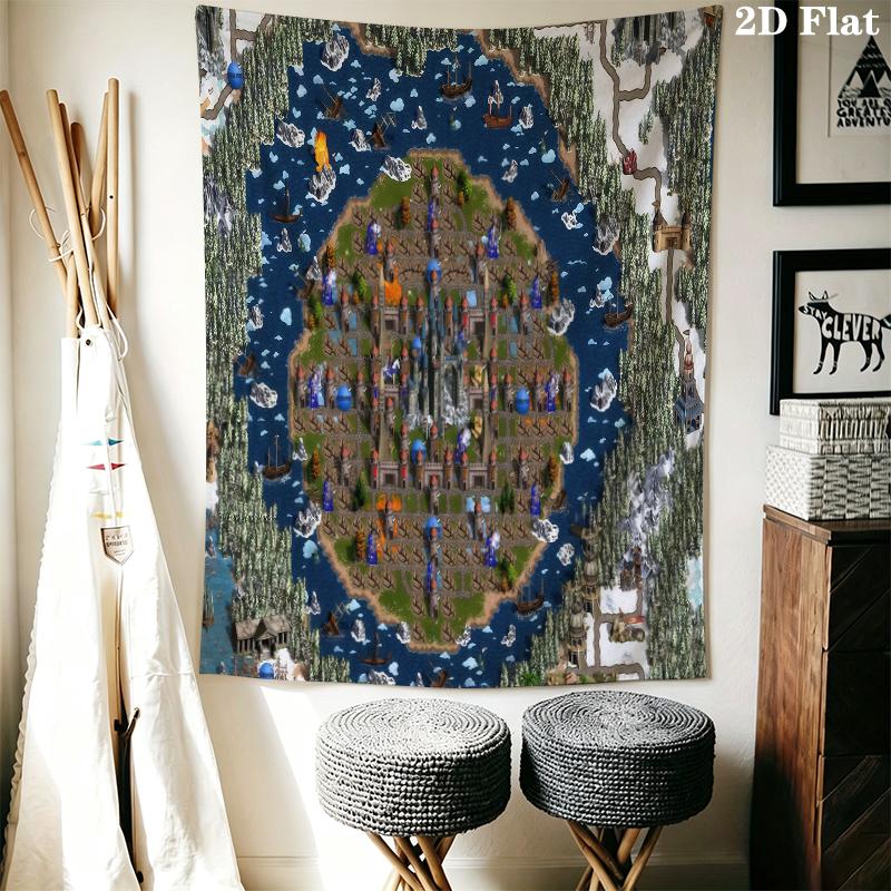 HoMM Game Wall Tapestry Aesthetic Wall Hanging Printed Fabric Blanket Decorative Tapestries for Bedroom Living Room Home Decor