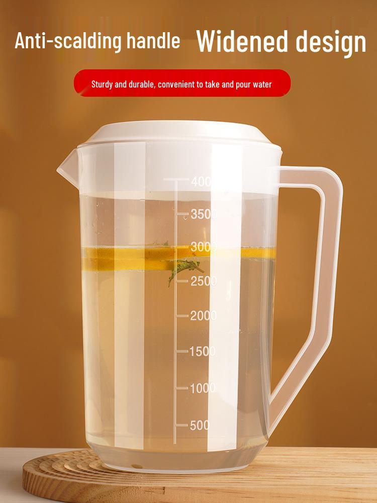 Large Capacity 5L Cold Water Pitcher, High Temperature Resistant, with Measuring Scale – Ideal for Milk Tea Shops and Tea Brewing.