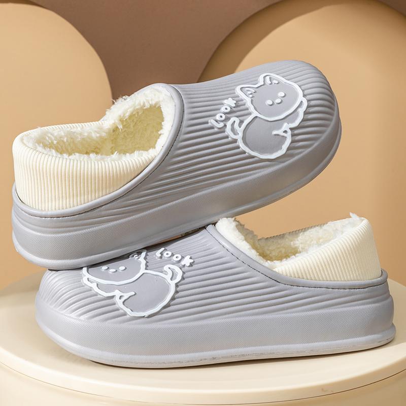 

Новые зимние мужские тапочки с мягкой подошвой, водонепроницаемые, нескользящие, с покрытием пятки и плоского носка, теплые плюшевые тапочки для дома, повседневная обувь из хлопка 40-41