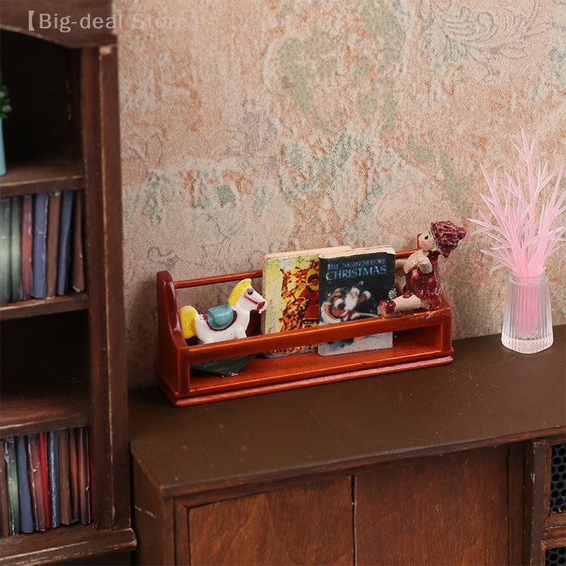 1/12 Dollhouse Micro Scene Ornaments, Mini Newspaper Rack & Wall Cabinet Bookcase, Doll Home Furniture Decor Toy