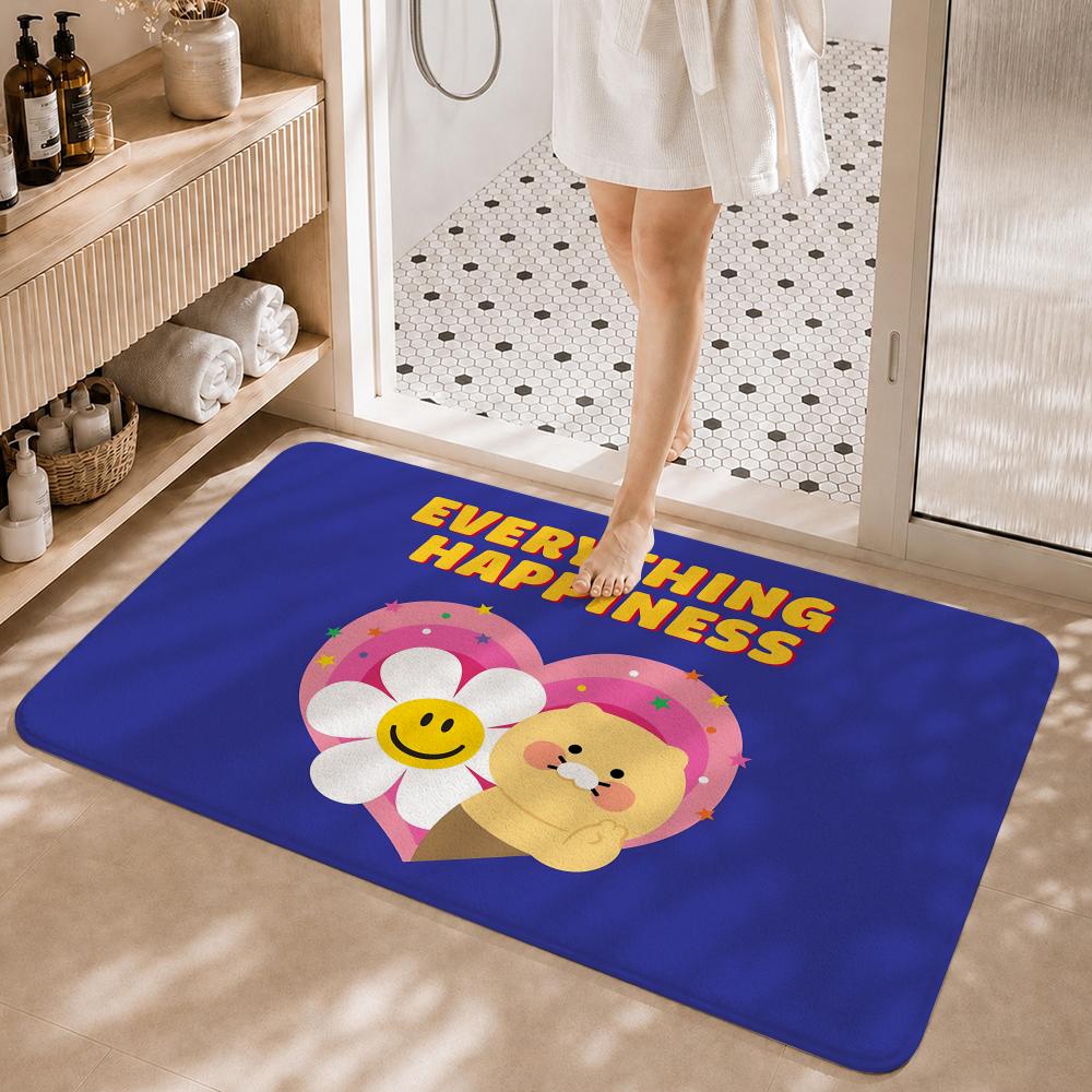 Trendy Art Motif w-wiggle wiggle Floor Mat Non-Slip Absorbent Floor Mat Decorative Rug for Home Bathroom Bedroom Entryway