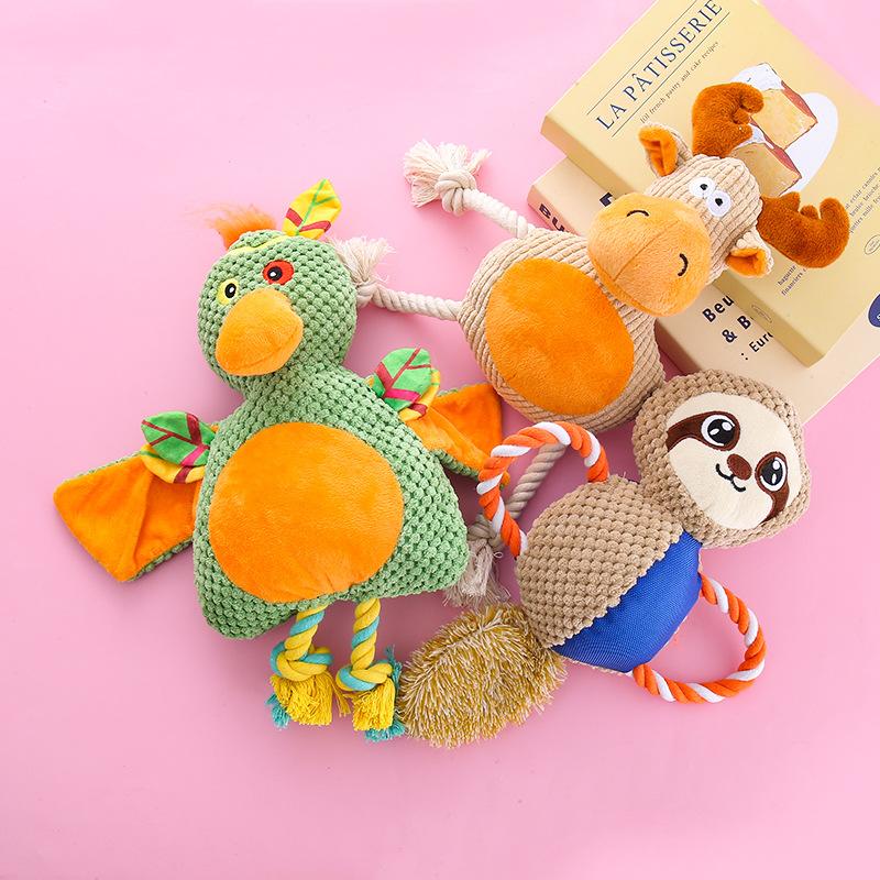 Pet Cotton Rope Toys, Interactive Training Toys for Making Sounds, Grinding Teeth and Cleaning Teeth for Medium and Large-sized Dogs