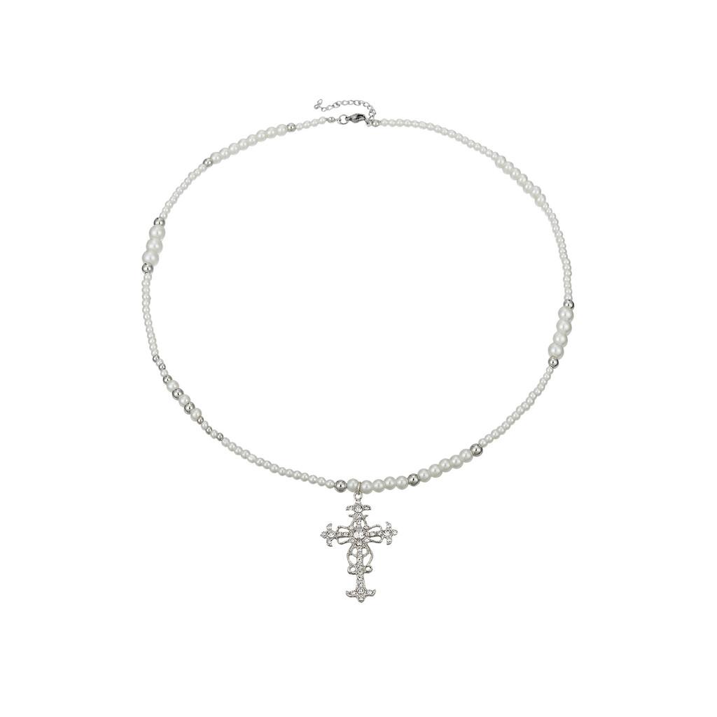 Luxurious Long Cross Pearl Necklace For Women With Sophisticated Touch