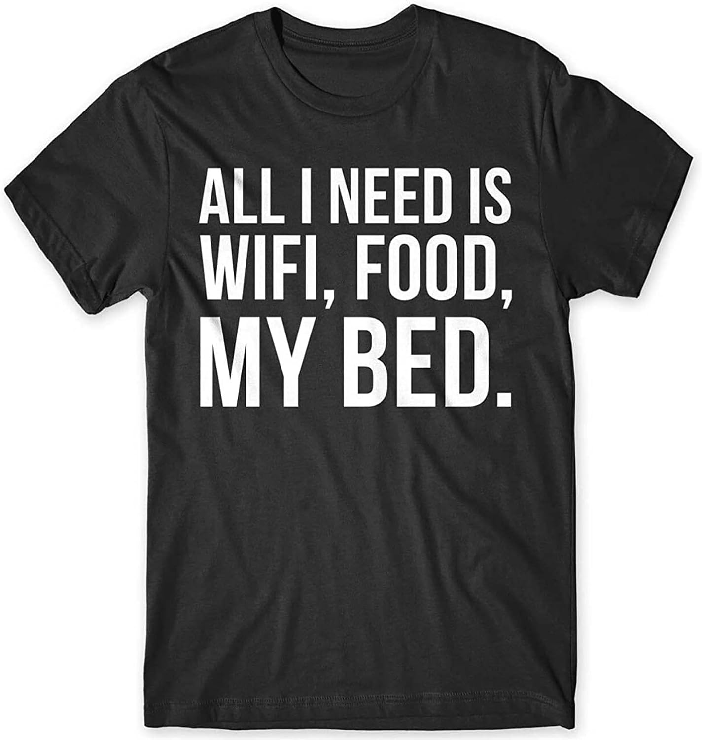 All I Need is WIFI Food My Bed Funny Mens T Shirt Black XXL чёрный