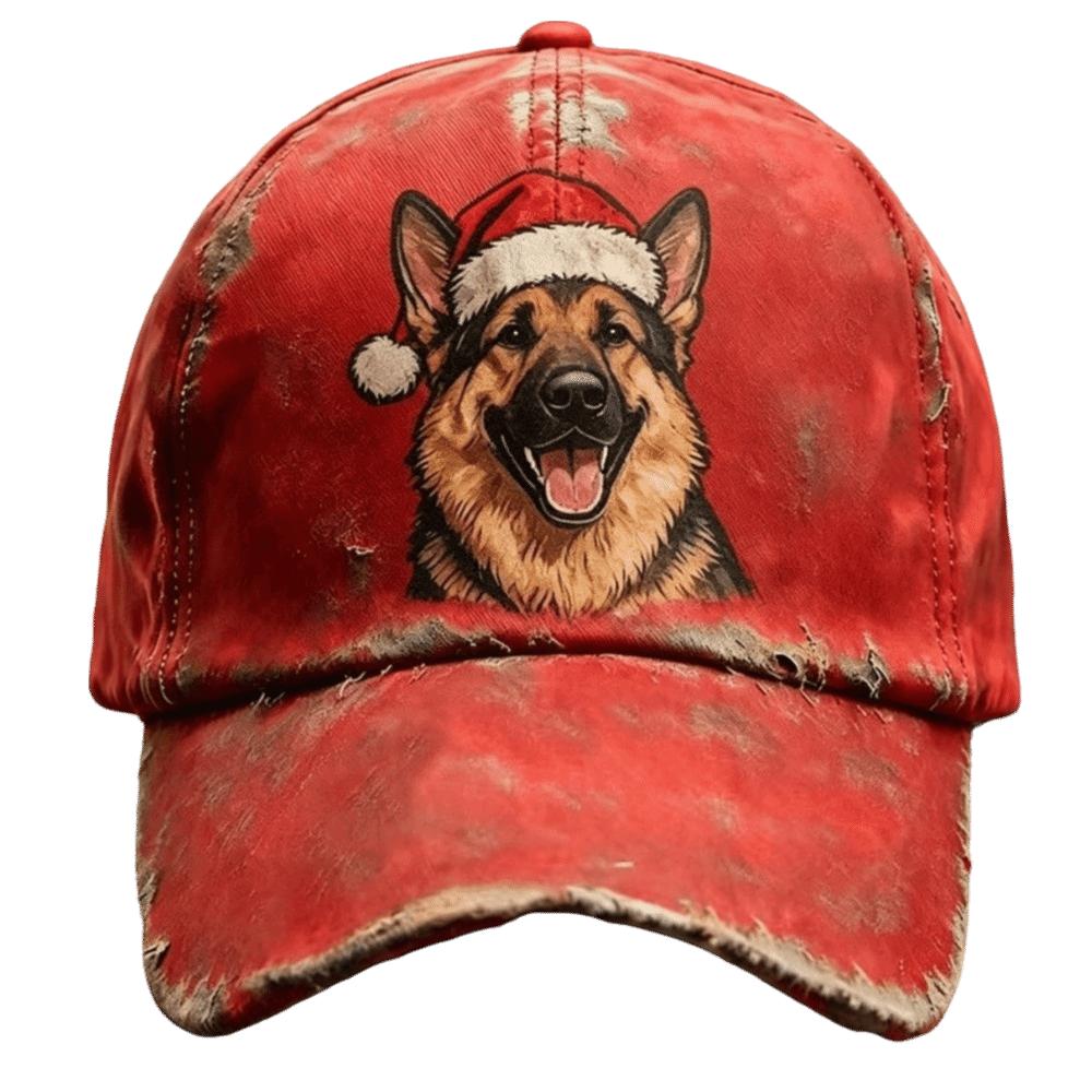 56-60cm Adjustable Distressed Christmas Baseball Cap Polyester Retro Santa Claus Hat  Adults