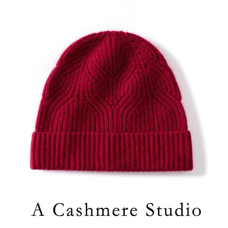 Autumn and winter cashmere hat women's three-strand thickened knitted hat thermal bald hat cold hat