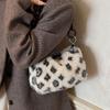 Autumn/winter Women's Fuzzy Leopard Print Shoulder Bag - New Fashionable and Versatile Plush Bag