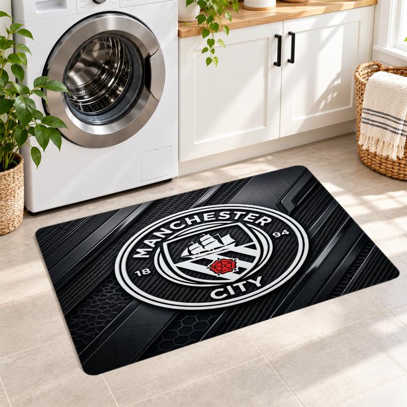 Flannel Kitchen Mat Manchester City Soft Area Rug Non Slip Floor Carpet Home Decoration