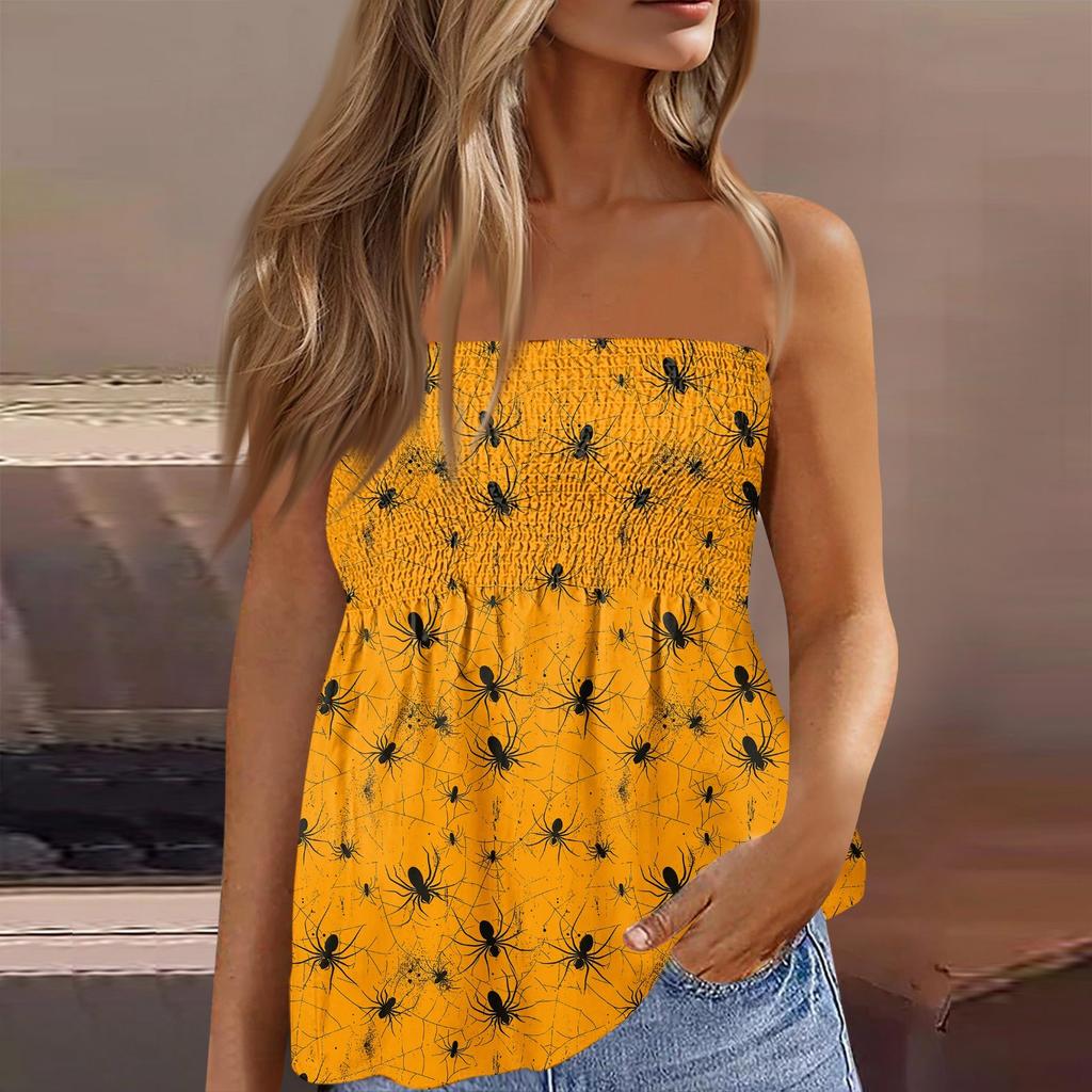 Tube Tops For Women,Cute Sexy Off Shoulder  Print Sleeveless T-Shirt