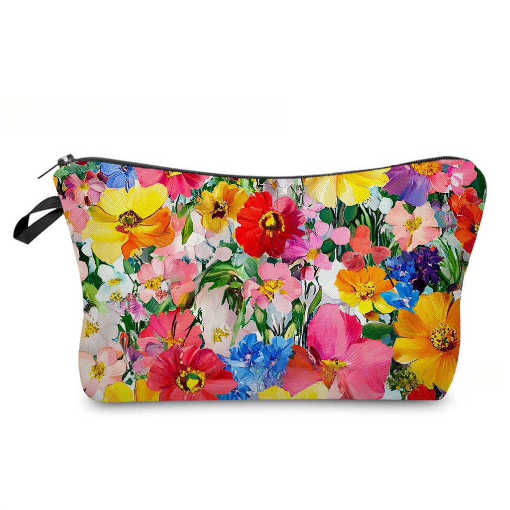 Women Floral Print Cosmetic Bag Toiletries Organize Travel Storage Case 6887 KTB