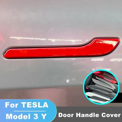 Für Tesla Model 3 Y Kohlefaser ABS Styling Premium Langlebige Zubehörteile Model3 Autotürgriff Abdeckung Schutz Aufkleber
