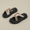 Cool slippers women's summer wear 2025 new French retro flat-bottomed beach sandals women's non-slip one-word slippers
