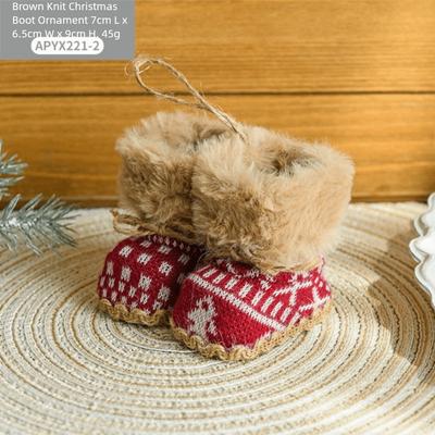 Nouvel Ornement de Botte de Noël Tissu Coloré Mini Mini Chaussures Ornement Texture Douillette Ornement de Noël Tricoté Décoration Festive pour la Maison