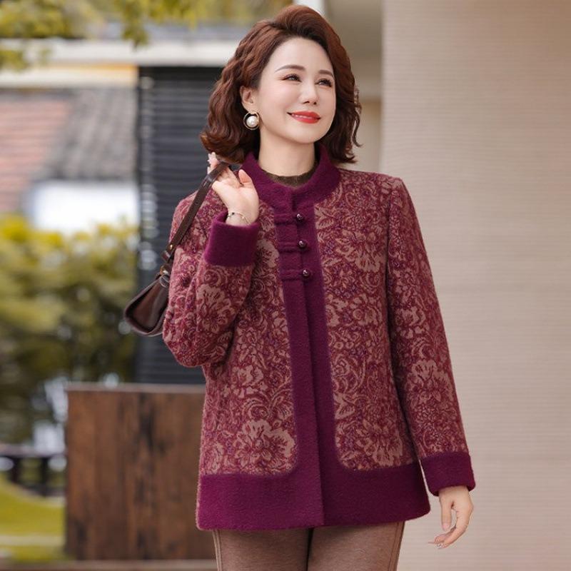 

Мадам, старая и новая шерстяная куртка, плюшевая и утолщенная одежда, осенняя, зимняя и зимняя женская одежда 5XL [recommended 150-80kg] красный