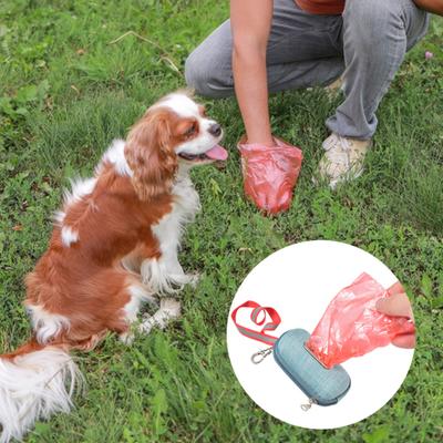 Dog Poop Bag Holder Portable Dog Waste Dispenser with Built-in Rope Cutter Hanging Buckle Waterproof Dustproof Storage Box for Outdoor Dog Walking