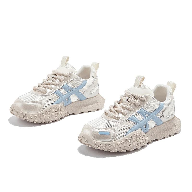 Leather dad shoes women's 2025 summer new mesh breathable Forrest Gump shoes women's platform sports shoes versatile shoes children