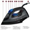 Fer à repasser vapeur avec 7 fonctions 1800w clatronic db 3703 noir/bleu