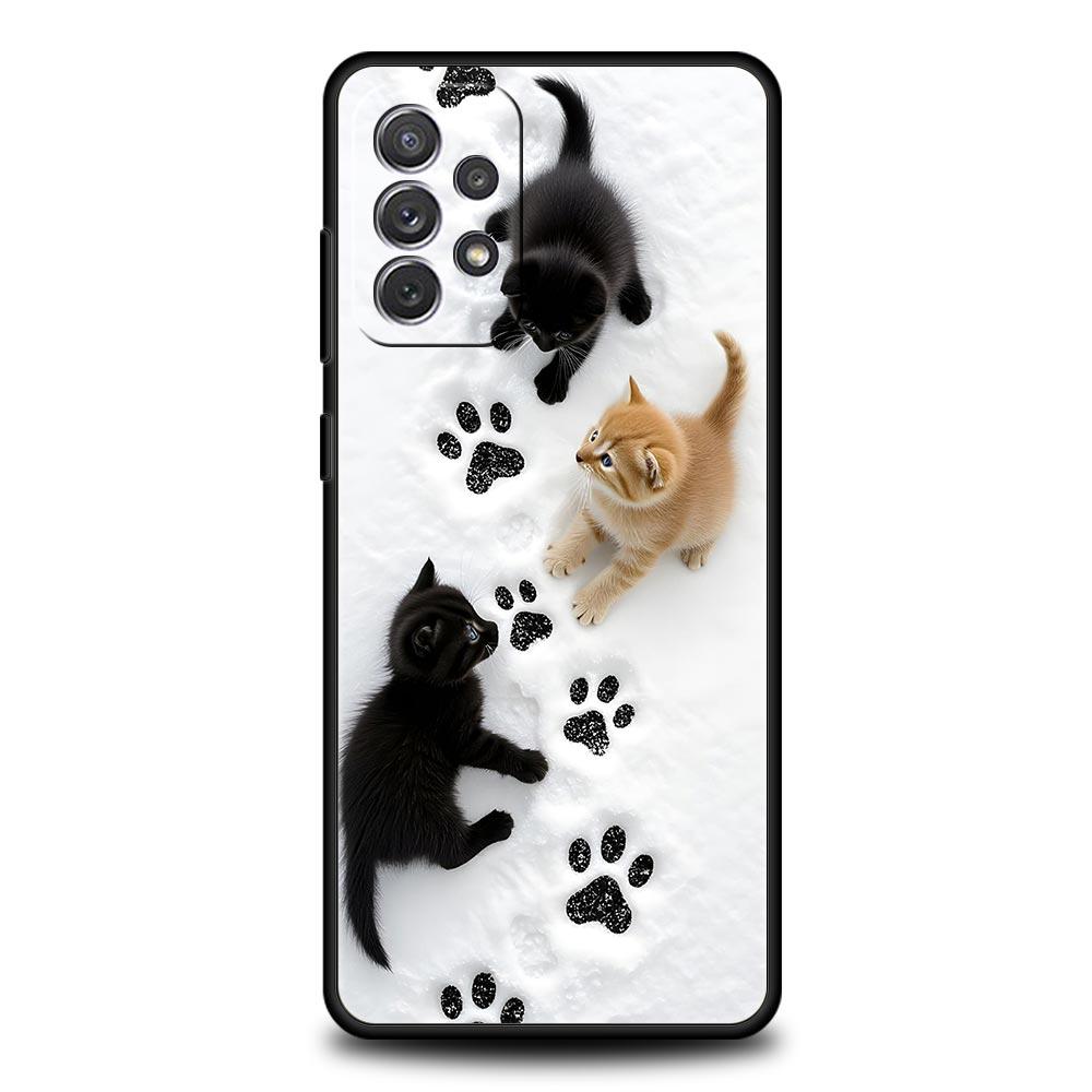 Cute Cat Phone Case for Samsung Galaxy A55 A35 A17 A07 A15 A13 A25 A51 A71 A72 A73 A32 A52 A52S A41 5G Soft TPU Shell Fundas Bag