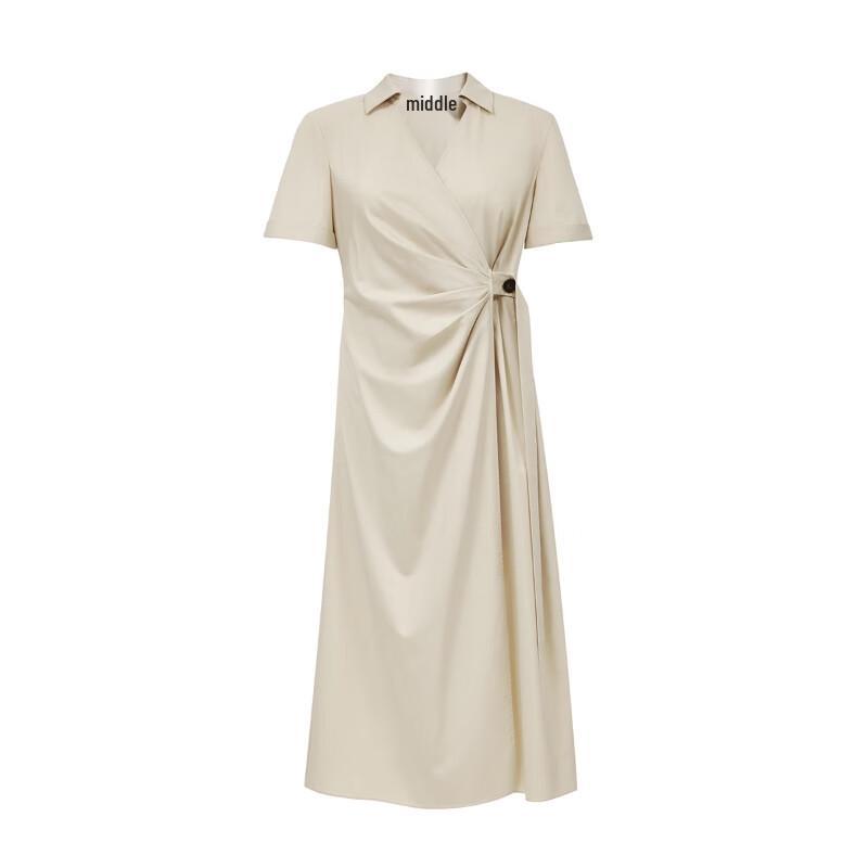 VEROMODA Women's V-Neck Irregular Waist Pleated Dress