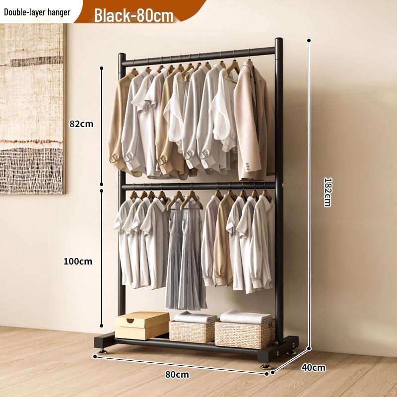 Single-Layer Clothes and Hat Rack for Bedroom or Balcony - Floor-Standing Design