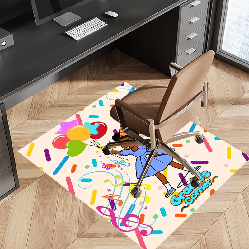 1pc Gracie's Corner Print Area Rug - Soft, Washable Non-Slip Indoor Mat for Office Chairs, Living Room, Home Office Decorative Rug
