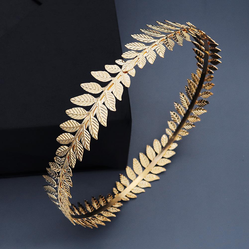 Round Headband Baroque Vintage Gold Olive Branch Crown Mori Bridal Wedding Head Ornament