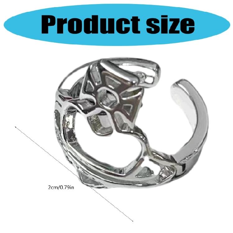 Handcrafted Hollow Heart Adjustable Ring Lightweight Copper Jewelry Adjustable Punk Rings For Women Vintage Design