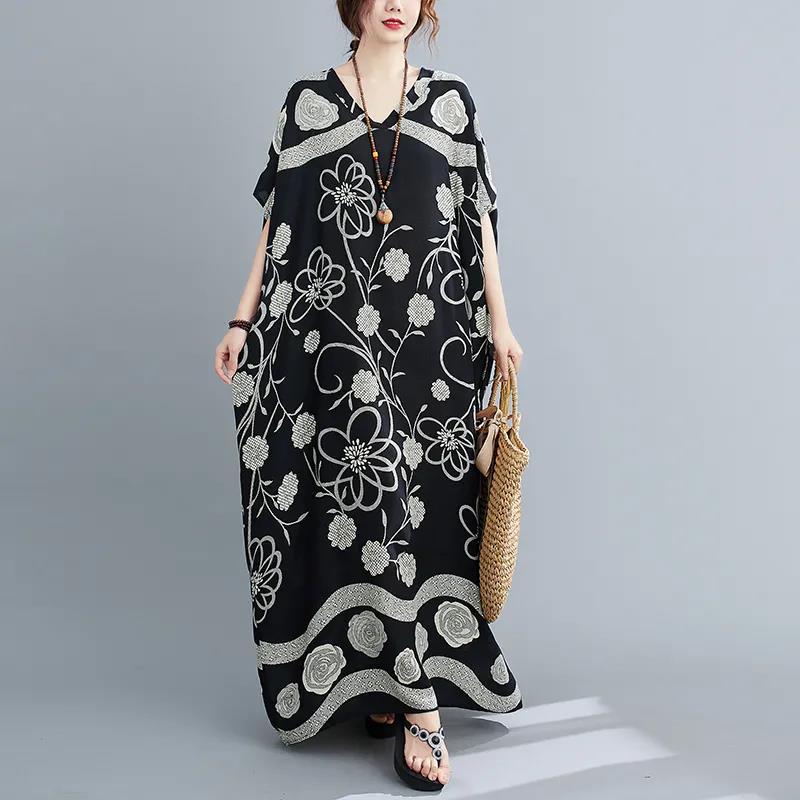 Robe Copricostume Estiva Retro Letteraria Artistica Taglie Forti da Donna in Cotone Sottile