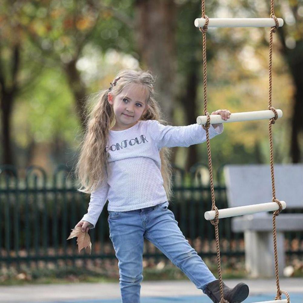 with Platforms Children's Hanging Rope Swing Wooden Rope Ladder  For Garden