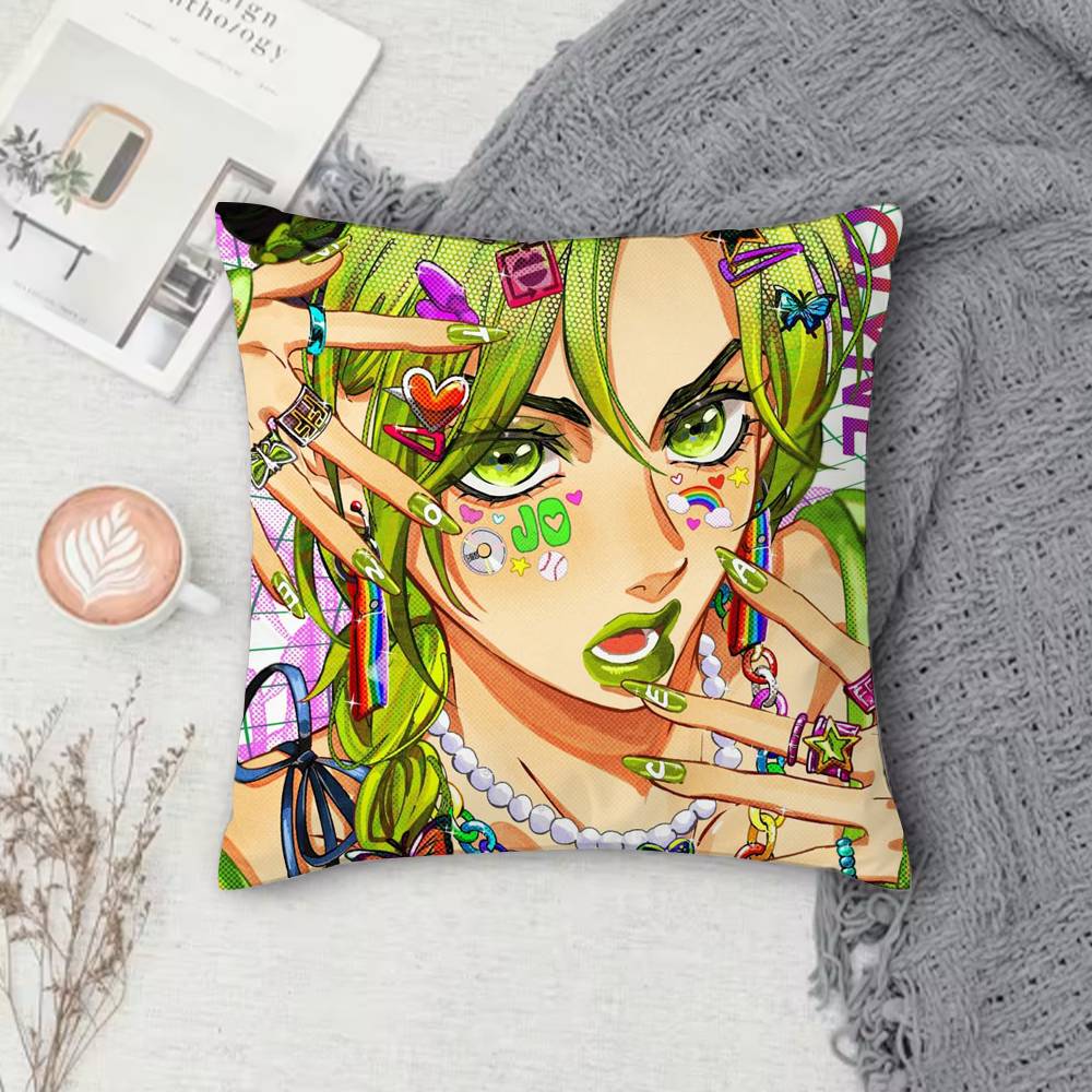 

JJoJos Bizarre Adventure Doublesided Printed Square Decorative Cushion Cover for Sofa Living Room Home Decor 30x30 cm