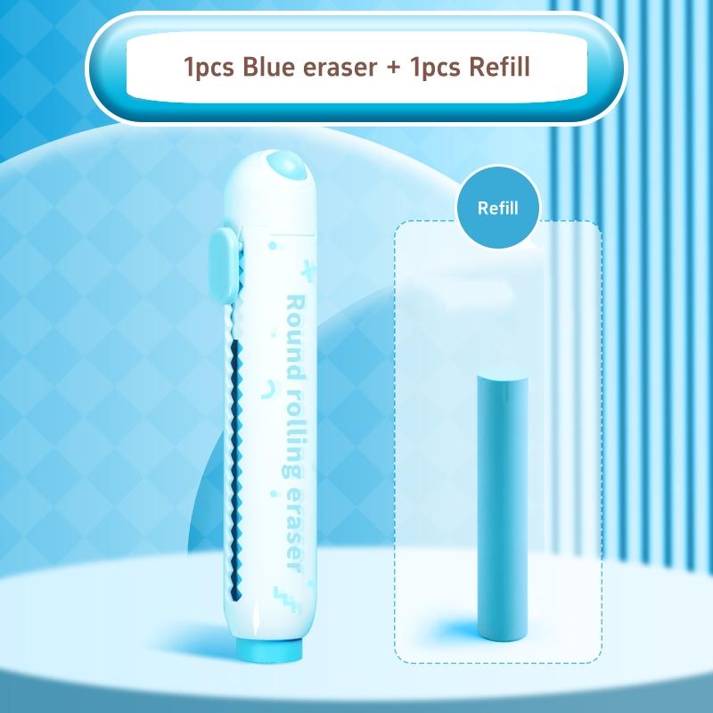 1pcs Round Rolling Eraser Refill Set Soft Color Refillable Less Dust Cleaning Correcting Tools Office School
