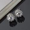 Gold Color Delicate Crown Small Stud Earrings Sparkling Round CZ Zircon Crystal for Women Men Classic Fashion Party Jewelry