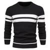 Herbst und Winter Herren Freizeit Gestreifter Herrenpullover Pullover Farbkombination Rundhals Herren Europäische Größe Pullover