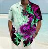 Stylish Colorful Men's Shirt Outdoor Street Short Sleeve Top Laser Printed Pattern