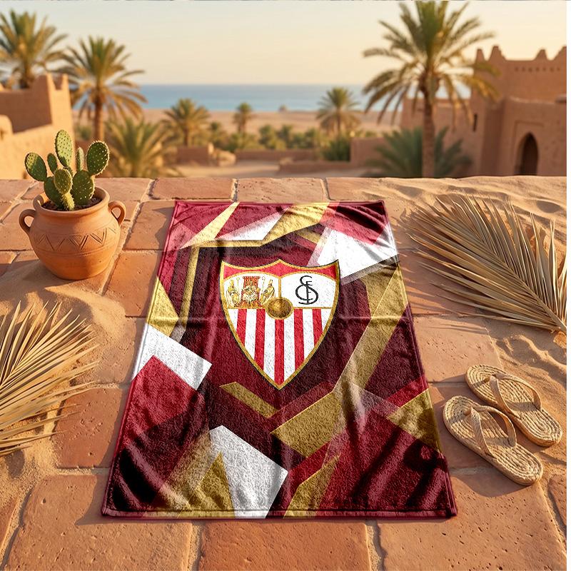 Sevilla FC Nyomtatott Mikroszálas Strandtörölköző Gyorsan Száradó Nedvszívó Nagy Törölköző Strandoláshoz, Úszáshoz, Utazáshoz