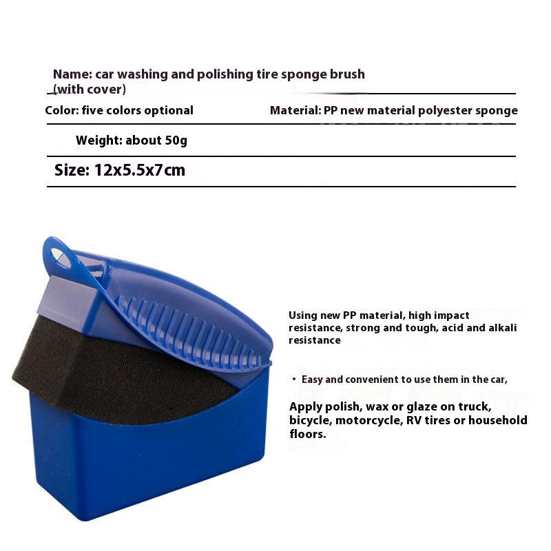 Car Tire Polishing and Waxing Sponge Brush with Lid Interior Corner Cleaning Multi-Purpose Oil and Wax Applicator
