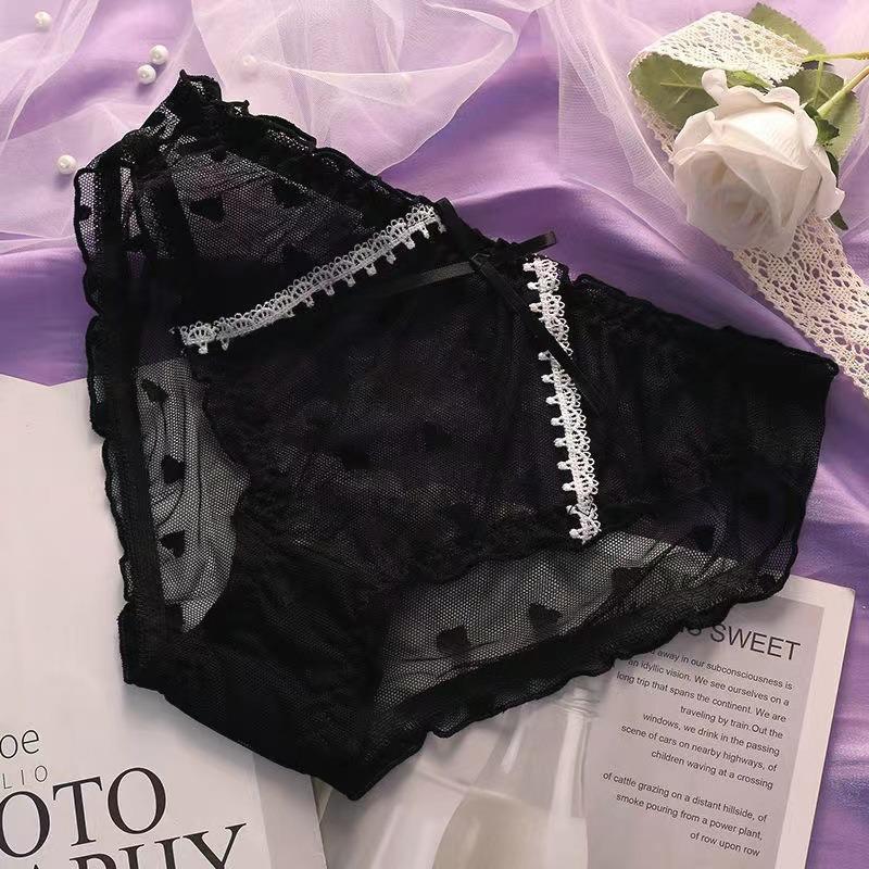 Ice Silk Embroidered Underpants for Women: Quick Drying Breathable Soft Comfortable Sexy Translucent Summer Mesh Briefs