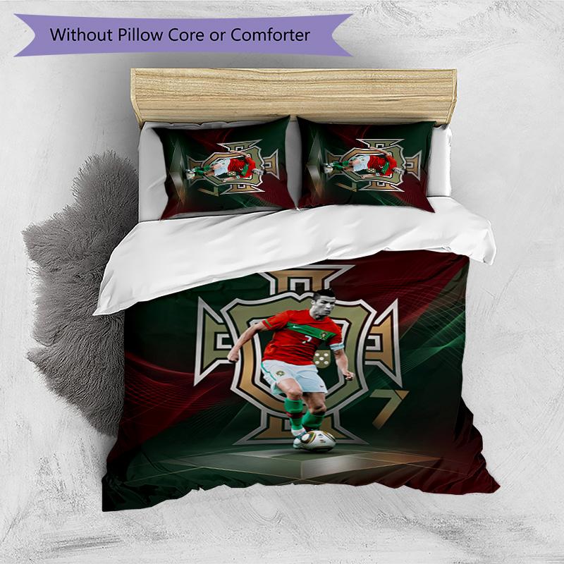 Cristiano Ronaldo Printed Bedding 3 Piece Set Cozy Breathable Bed Cover Set as Housewarming Holiday Gift