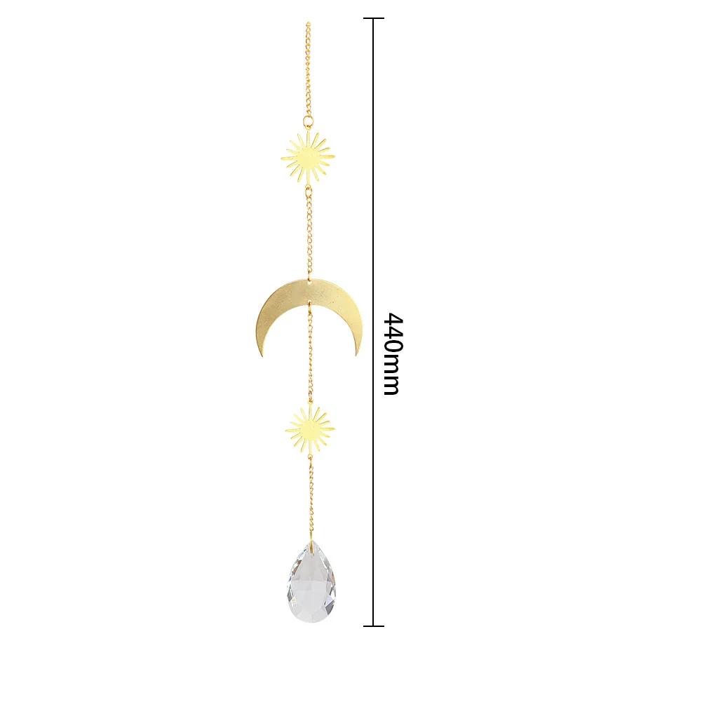 Kristall-Kronleuchter, Sonnenfänger, Windspiel, Mond, Stern, Sonne, Buntglaskugel, hängender Anhänger, Lichtfänger, reflektierender Perlenvorhang