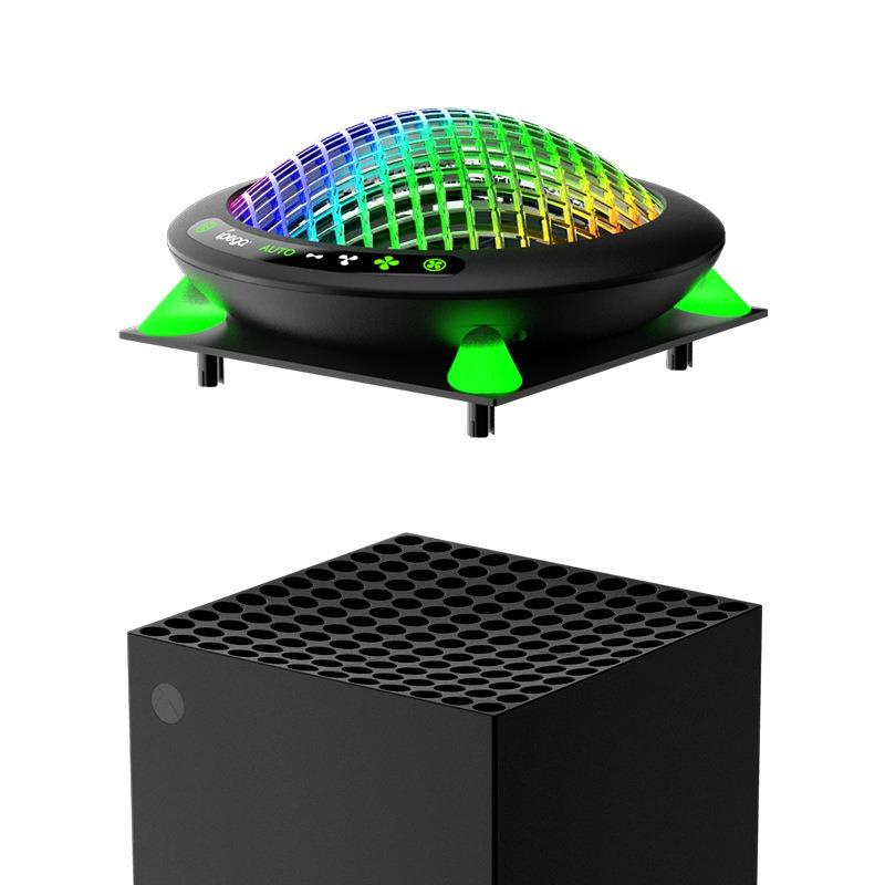 UFO-Lüfter mit 11 RGB-Lichtern, Automatisches Kühlsystem, Lüftergeschwindigkeit temperaturgesteuert einstellbar für Xbox Series X Konsole, Geräuscharm, 3 Geschwindigkeiten, USB-Anschluss