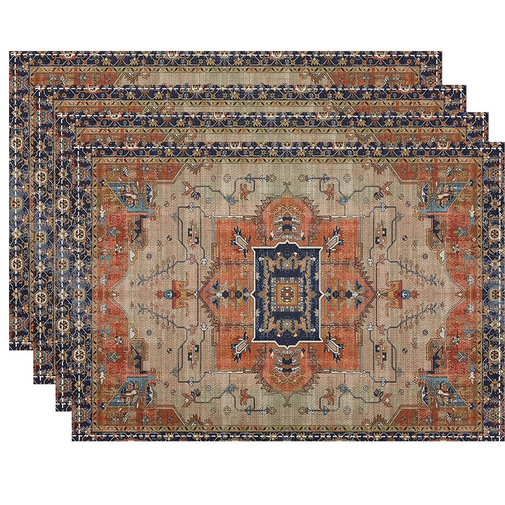 4/6/1 Stück Boho Tischsets Leinen Rutschfeste Tischmatten Rechteckig Handwaschbar Esstisch für Küche Heimdeko