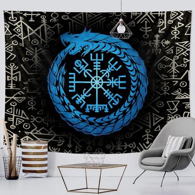 Home Decor Tapestry Viking Mysterious Symbols Psychedelic Scene Wall Hanging Boho Raven Sofa Blanket