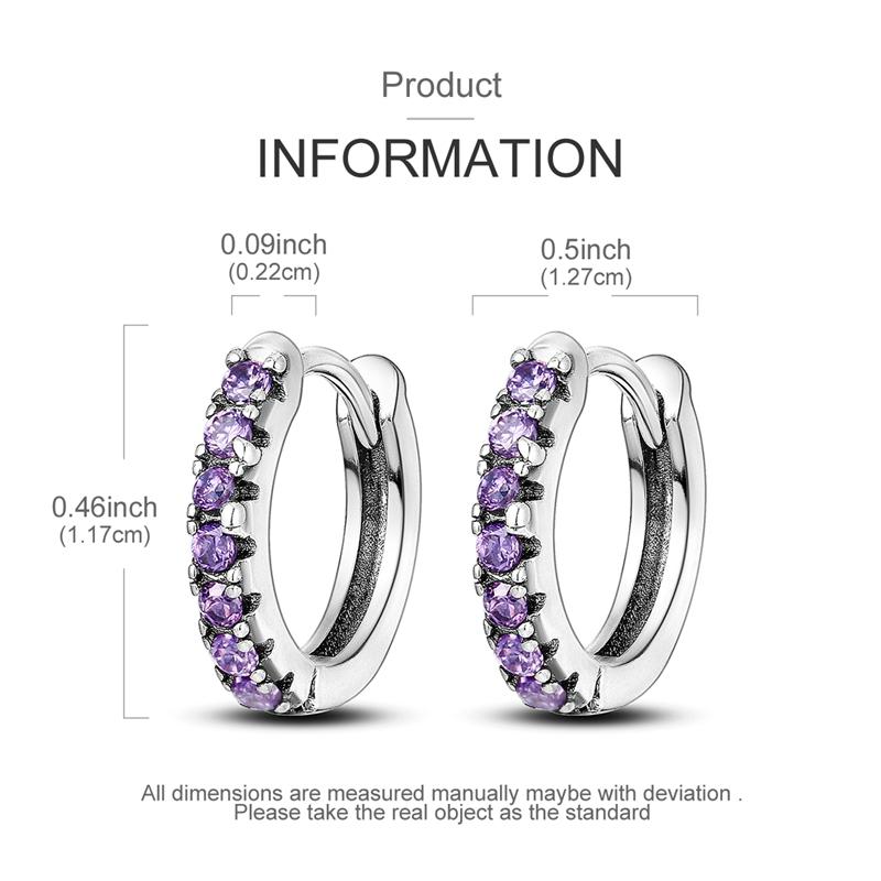 925 Silver Earrings Sparking Colorful Zirconia Hoop Earrings For Women Girls Party Anniversary Jewelry Gifts