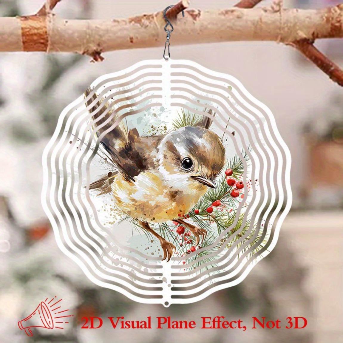 

Metal Wind Chime with Rotating Pine Branch and Bird Design Rustic Outdoor Garden Patio Decor No Battery Holiday Gift 01A