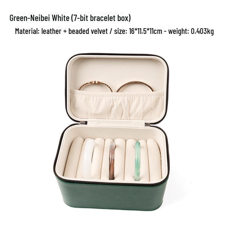Multi-Bracelet Jewelry Storage Box with Ring, Necklace, and Bracelet Display